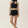 Silk Cashmere Mid-Rise Heatwave Short - Black