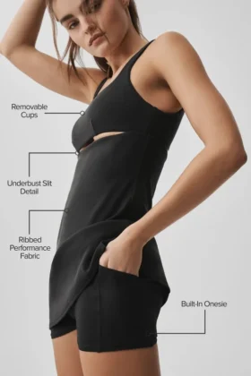 Slice Tennis Dress – Black