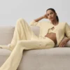 Snuggle up Sweater High-Waist Wide Leg Pant - Candlelight Yellow