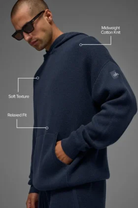 Sports Club Sweater Knit Hoodie – Navy
