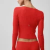 Sweater Knit Unwind Long Sleeve - Bright Red