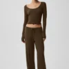 Sweater Knit Unwind Long Sleeve - Espresso