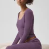 Sweater Knit Unwind Long Sleeve - Plum Kiss