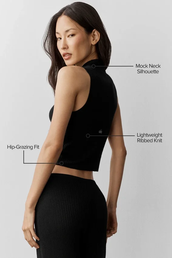 Sweater Knit Unwind Sleeveless Top - Black