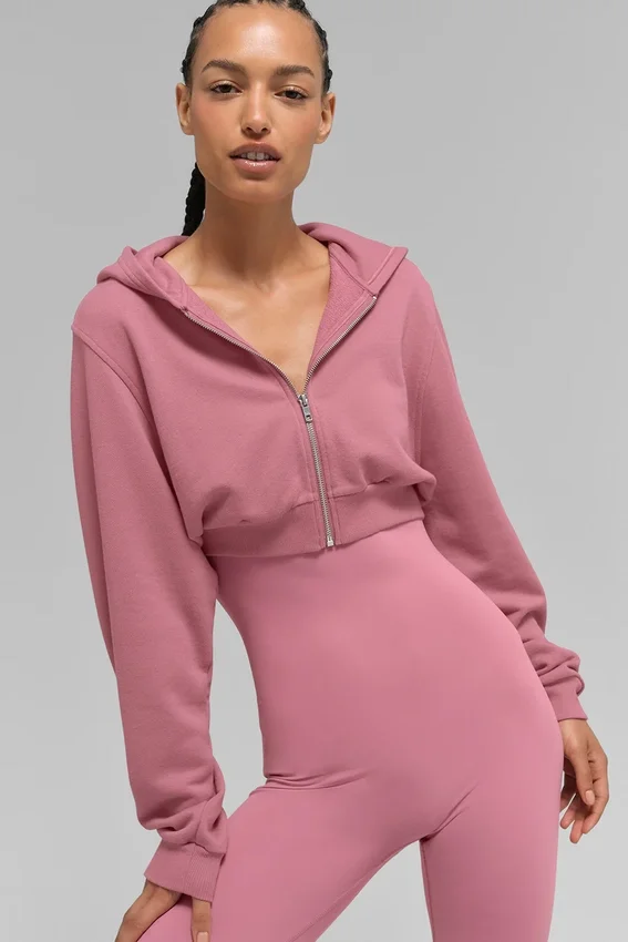 Sweet Escape Zip up Hoodie - Pink Wild Rose