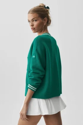 Tennis Club Sweater Knit Cardigan – Emerald Isle/Ivory