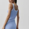 Tennis Club Sweater Knit Dress - Light Provence Blue/White