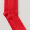 Unisex Half-Crew Scrunch Sock - Bright Red
