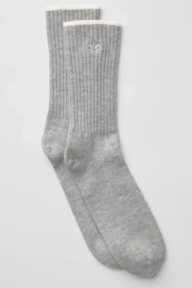 Unisex Wool Cashmere Light Frosted Sock - Light Heather Grey/Ivory