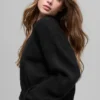 Wool Cashmere Cropped New Class Crewneck Sweater - Black