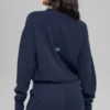 Wool Cashmere Cropped New Class Crewneck Sweater - Navy