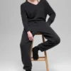 Wool Cashmere High-Waist New Class Jogger - Black