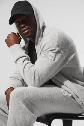 Wool Cashmere New Class Full Zip Hoodie – Pearl Grey Heather